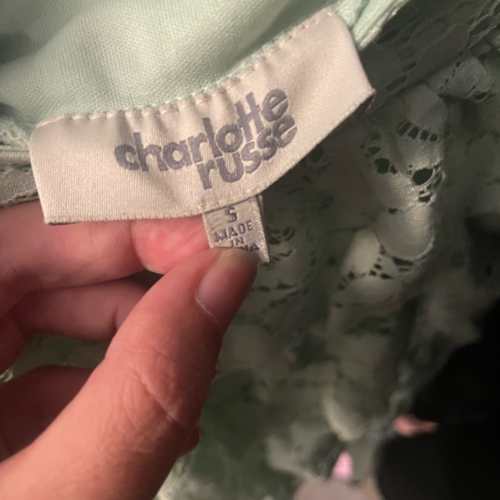 Mint Green Lace Tiered Skirt - Picture 4 of 4